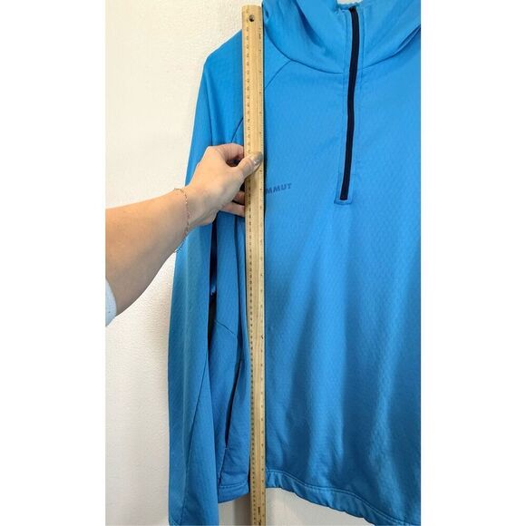NWOT Mammut Blue Quarter Zip Hooded Pullover Lightweight Jacket Men's XXL - Picture 11 of 14